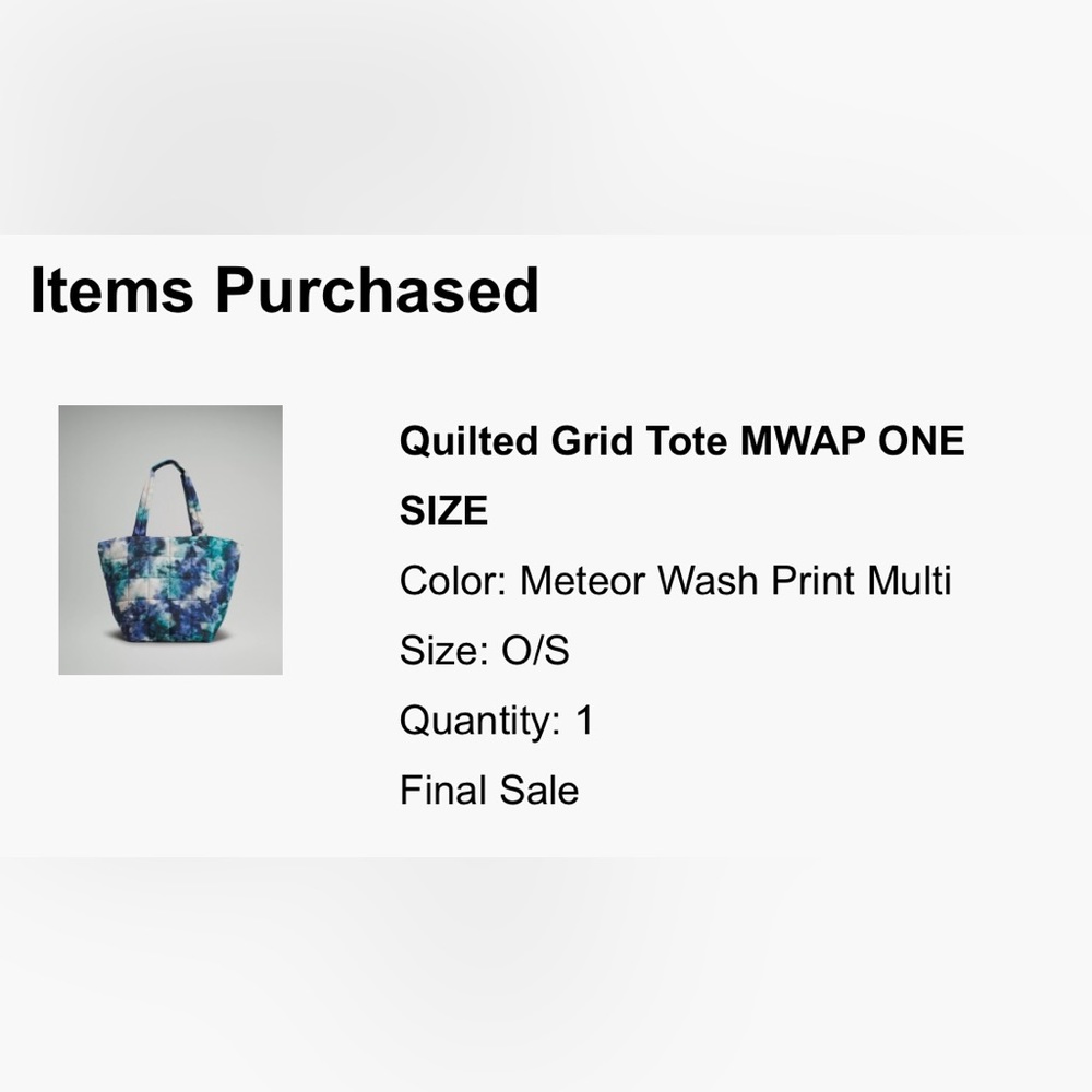 Lululemon Quilted Tote Bag - Meteor Wash